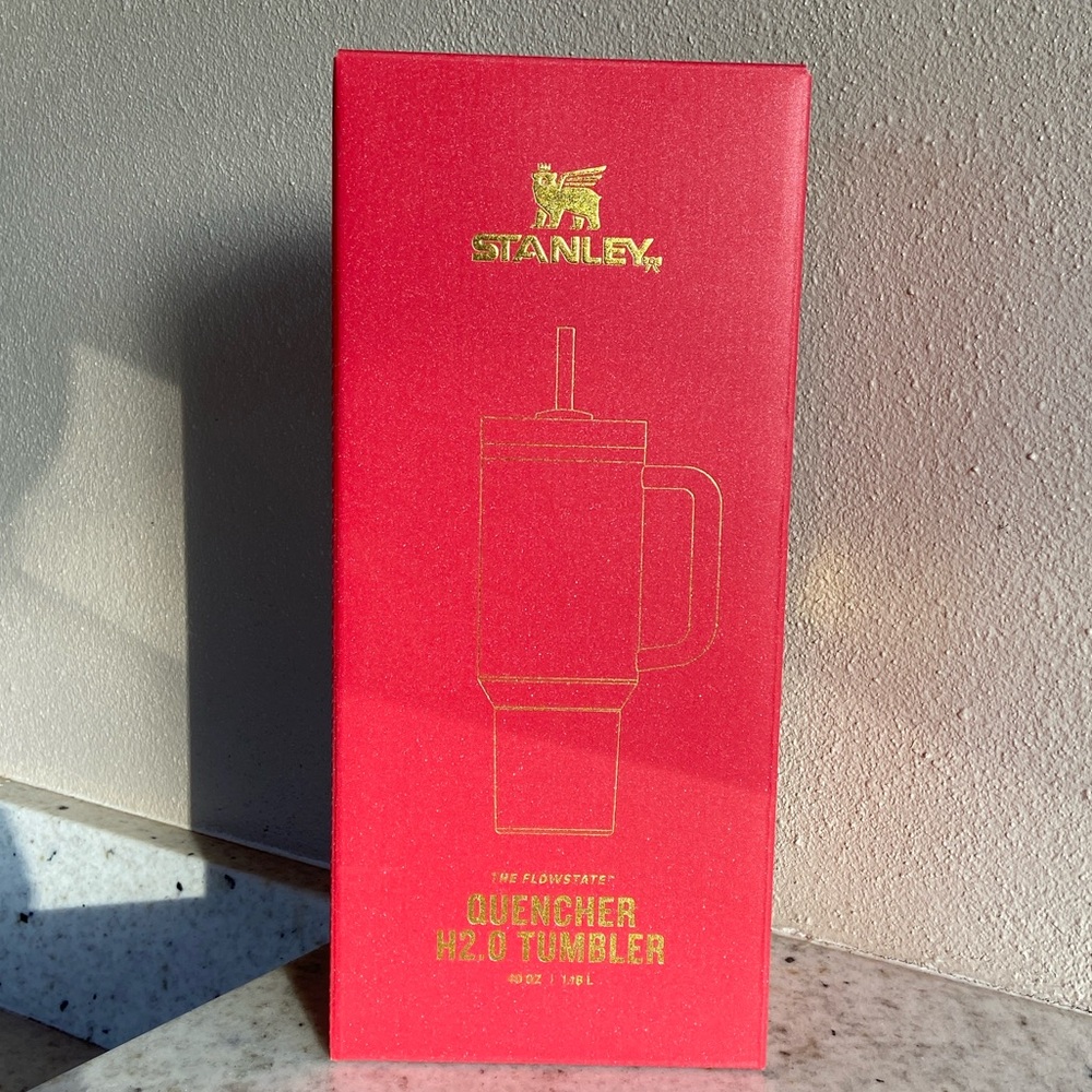 Red & Gold Speckle Glitter Stanley Flowstate Quencher 40oz Tumbler Valentine